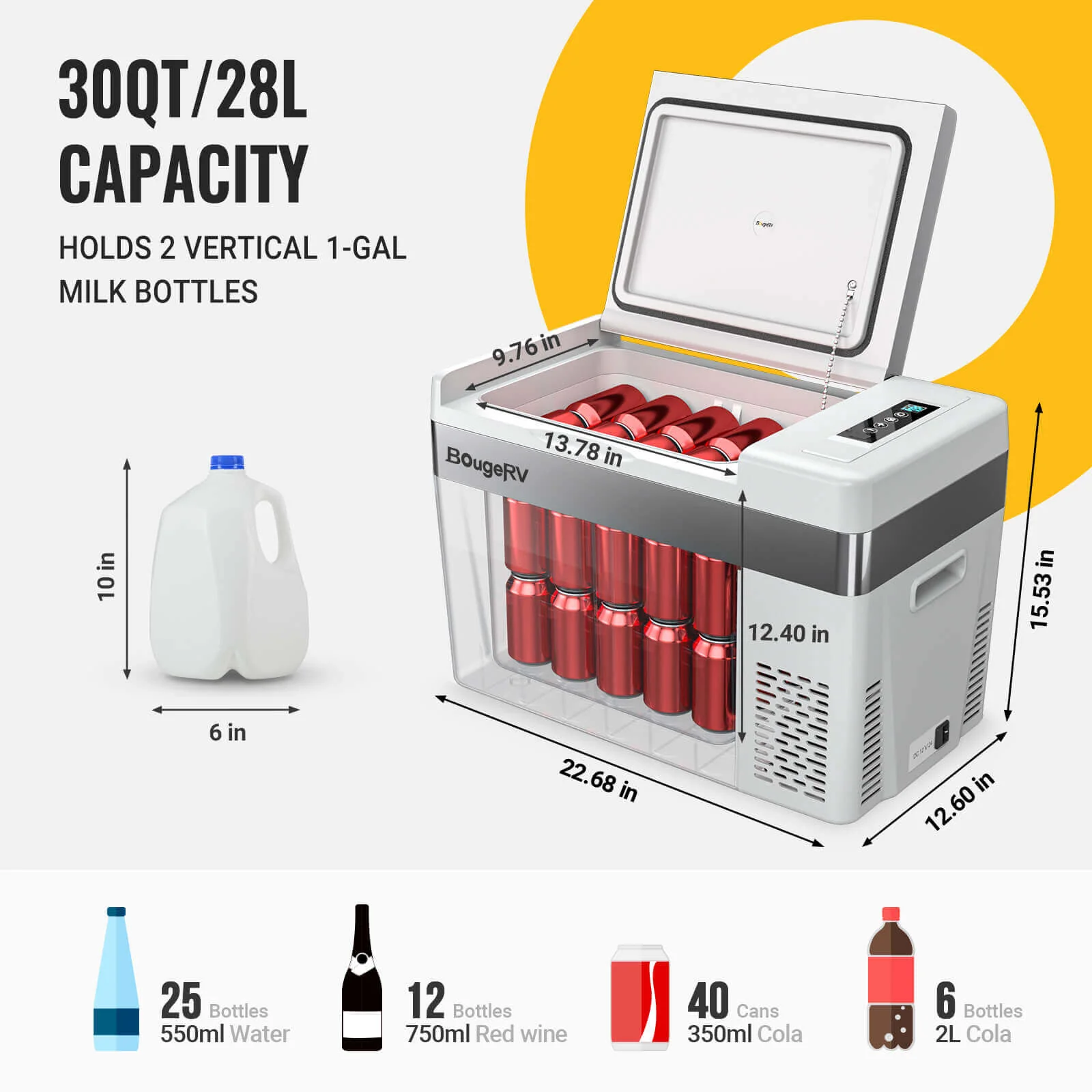 BougeRV 12V 30 Quart (28L) Portable Car Fridge - Image 5